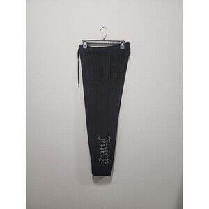 Juicy Couture Sleepwear Black Velour Pajama Joggers Jeweled Logo wide leg Sz L